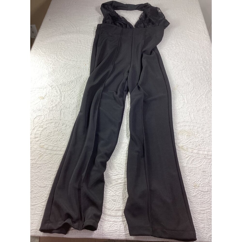 Black Lace Halter Jumpsuit With Flared Legs*Medium Qinxiang*High-End Fashion*NWT